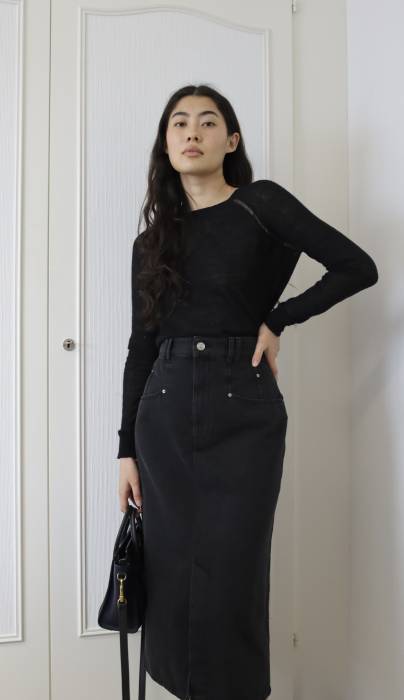 Jupe longue en jean noir Isabel Marant