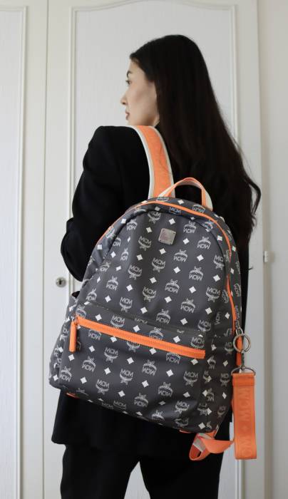 Grey and orange waterproof backpack MCM