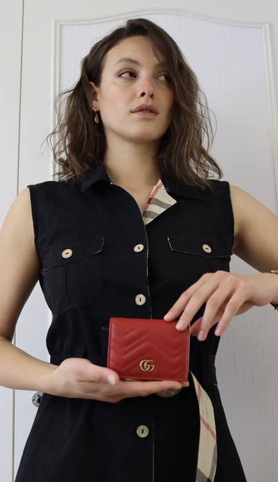 Porte-monnaie en cuir rouge Gucci