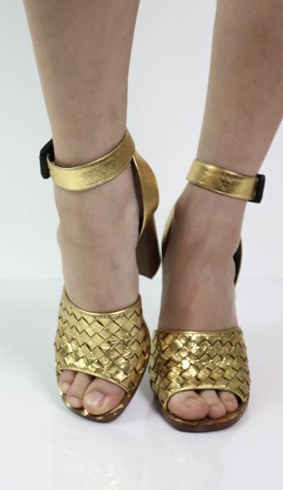 Bottega Veneta gold heel sandals Bottega Veneta