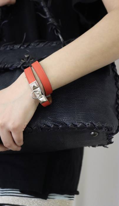 Bracelet en cuir rouge Hermès
