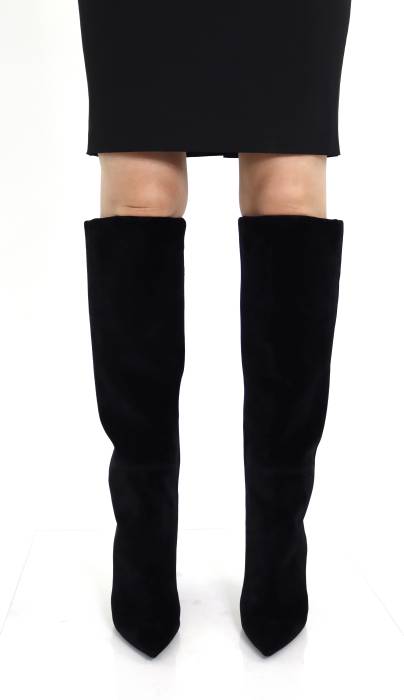Nikki black velvet boots Yves Saint Laurent