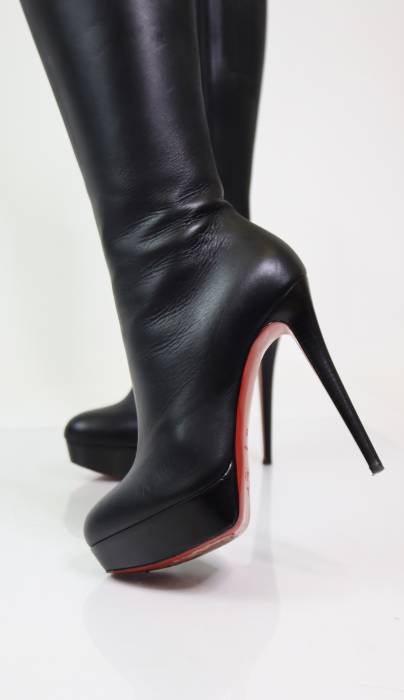 Black boots with leather heels Christian Louboutin