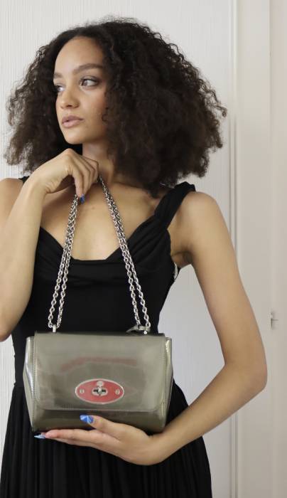 Khaki green patent leather bag Mulberry