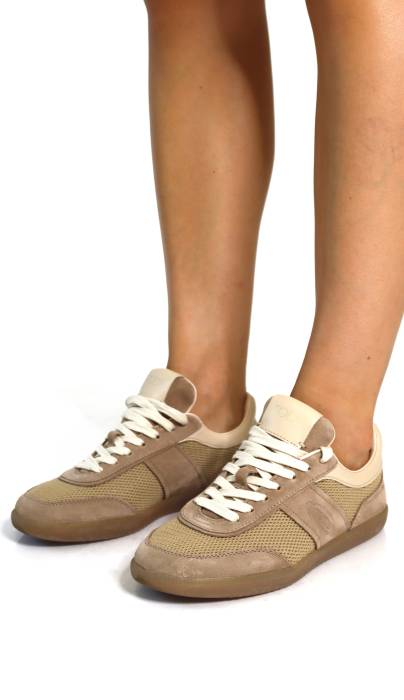 Suede and beige fabric sneakers Tod's