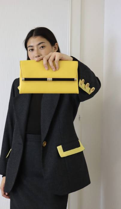 Yellow leather pouch Diane Von Furstenberg
