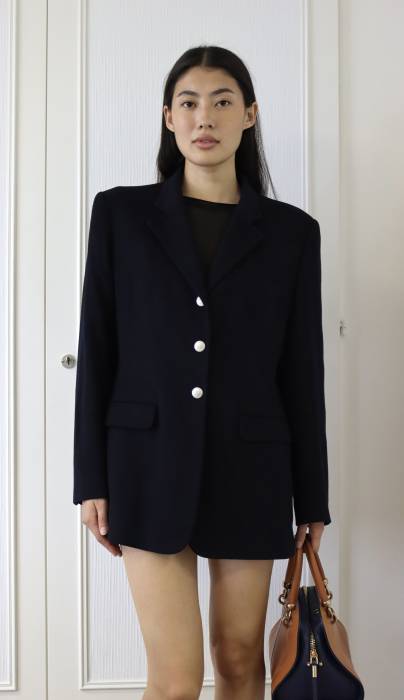 Navy blue wool and cashmere blazer Burberry