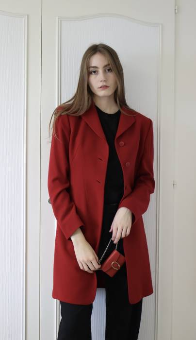 Veste classique en laine rouge Hermès