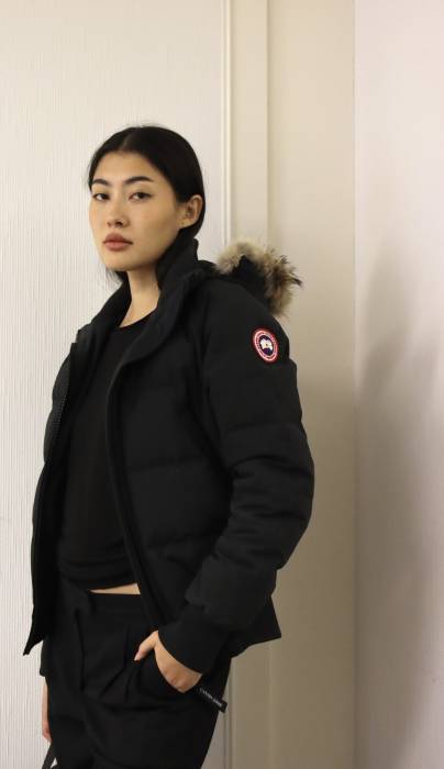 Black down jacket with fur Canada Goose
