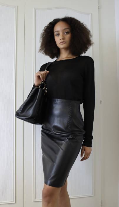 Black leather skirt Escada