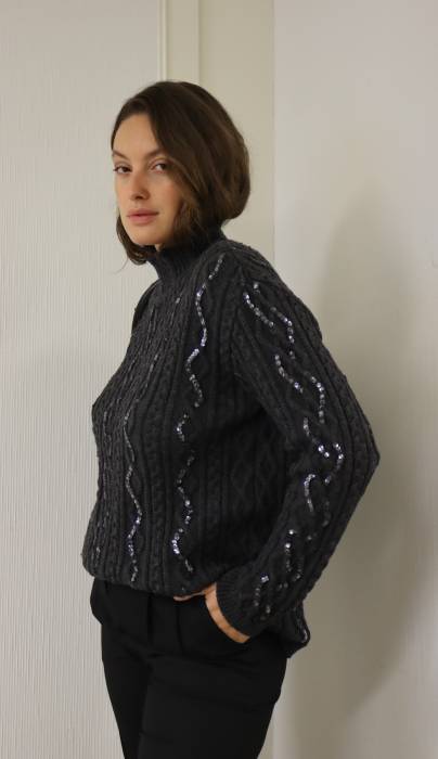 Grey sequinned sweater Yves Saint Laurent