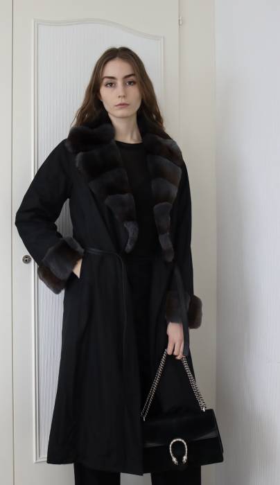 Long coat with fur collar Spring Frères