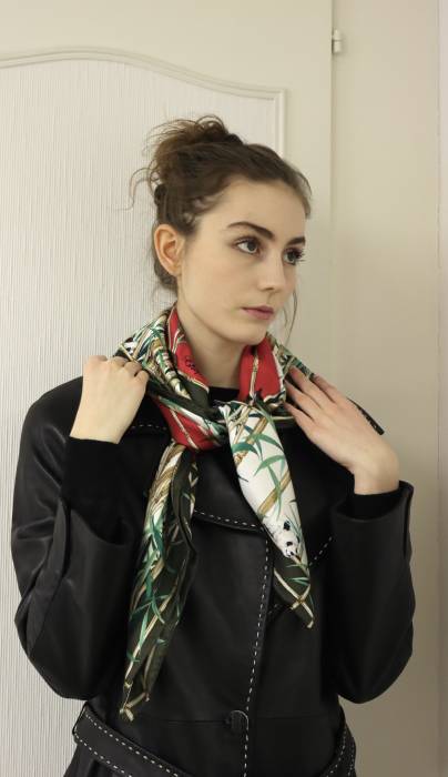 Green and pink silk scarf Chopard
