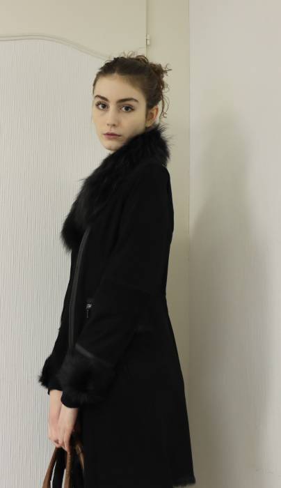 Long black fur jacket Devernois