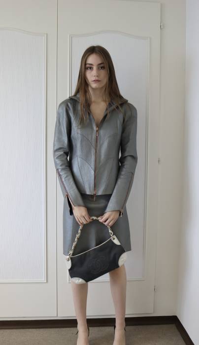 Grey leather set Fendi