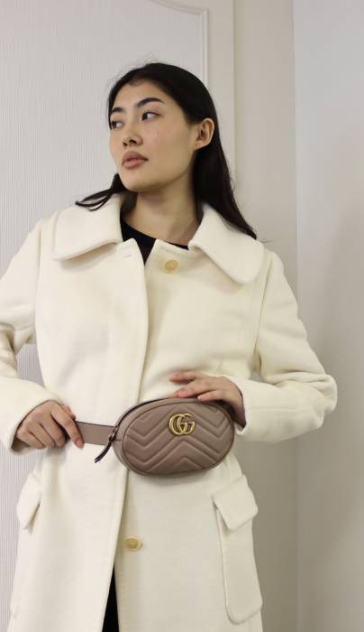Marmont belt bag in beige leather Gucci