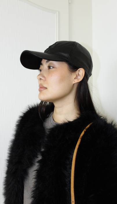 Black leather cap Jil Sander