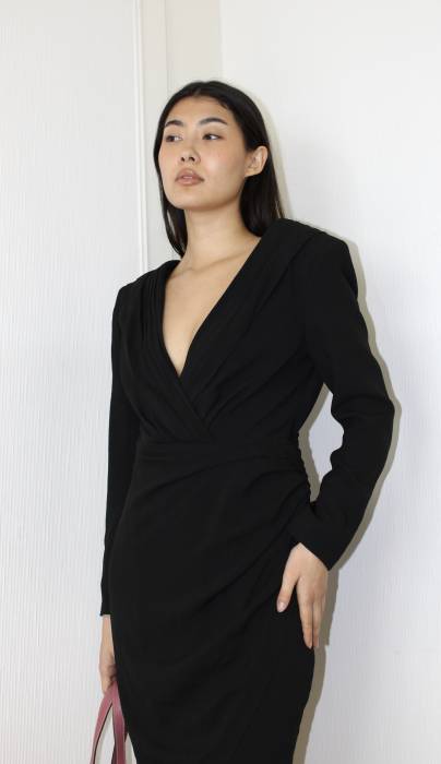 Robe noire en acétate, viscose et soie Yves Saint Laurent