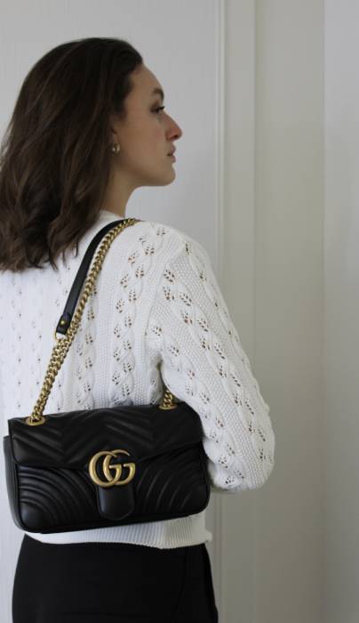 Marmont-Tasche aus schwarzem Leder Gucci