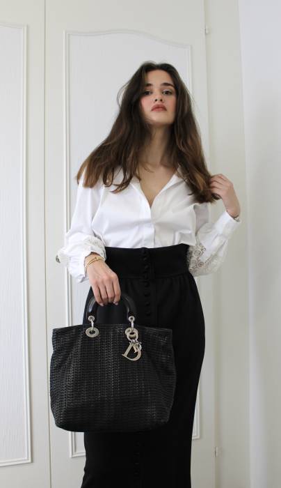 Lady Soft Handtasche schwarz aus geflochtenem Leder Dior