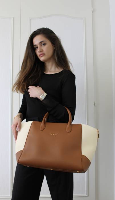 Camel and white tote bag Chopard
