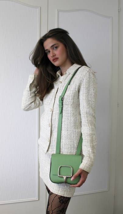 Tasche Della Farbe Cricket Green aus Leder Hermès