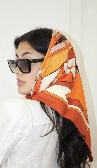 Les Coupés" orange scarf Hermès