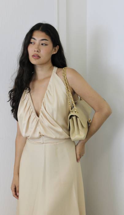 Satin-effect beige dress Chloé