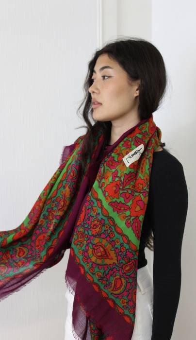 Multicolored silk and wool shawl Yves Saint Laurent