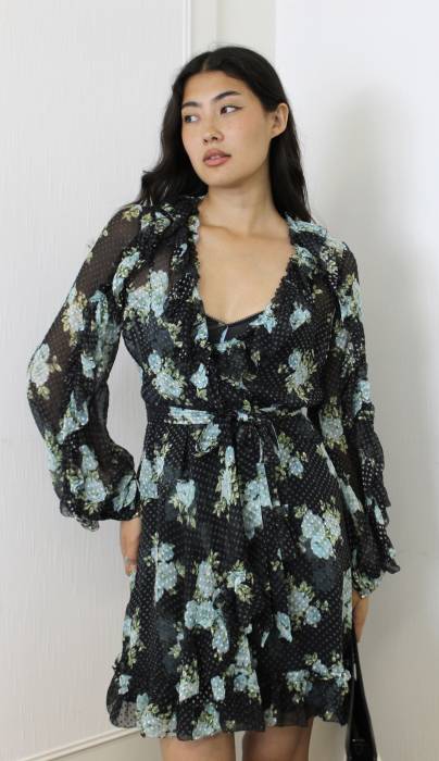 Robe fleurie bleue et noire Zimmermann