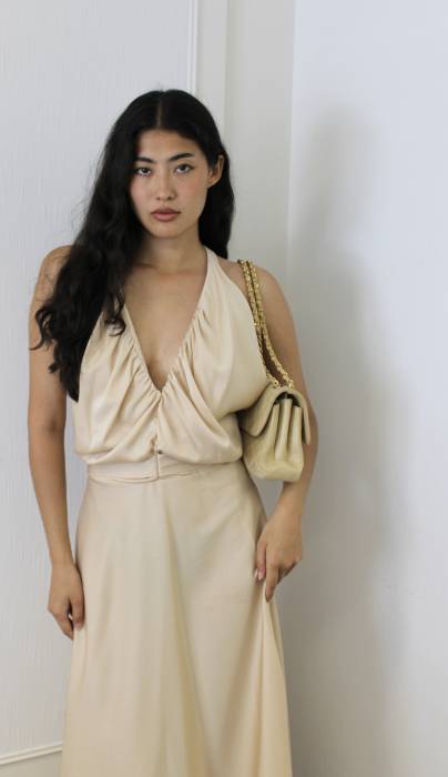 Satin-effect beige dress Chloé