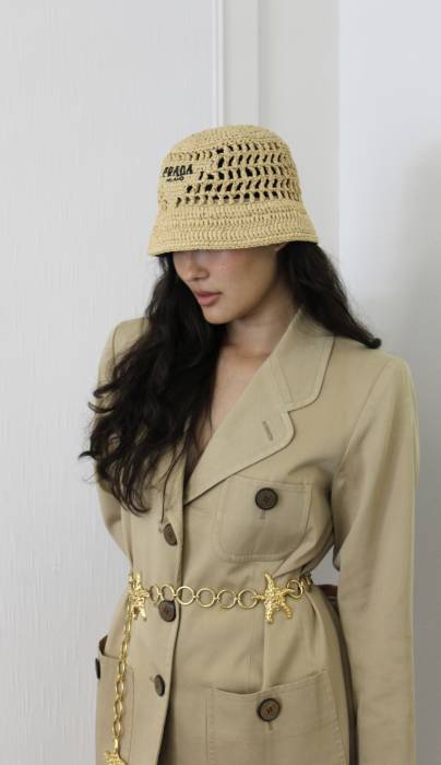 Woven straw bucket hat Prada