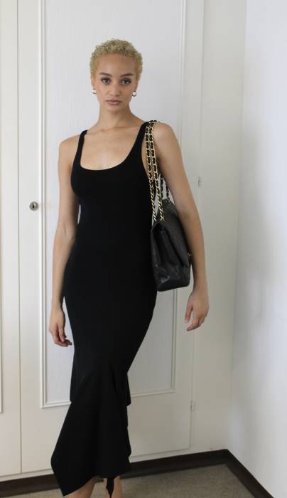 Robe maxi en laine noire Michael Kors