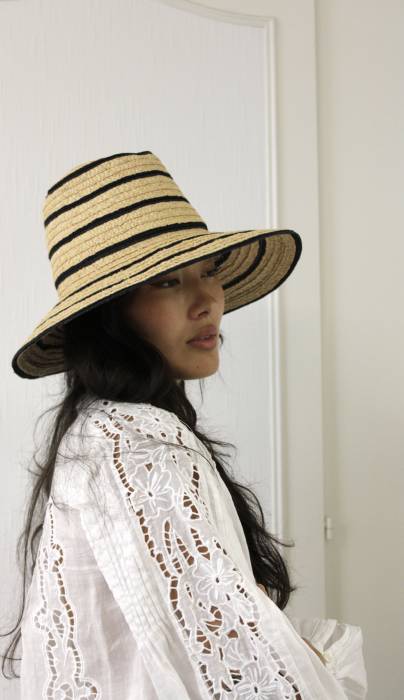 Kate striped straw fedora hat Maison Michel