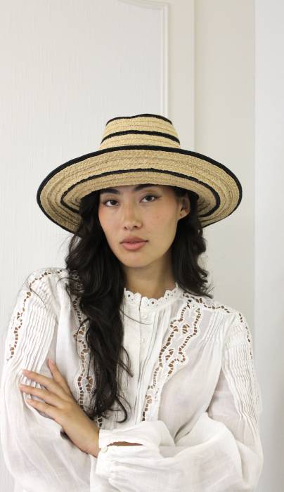 Kate striped straw fedora hat Maison Michel