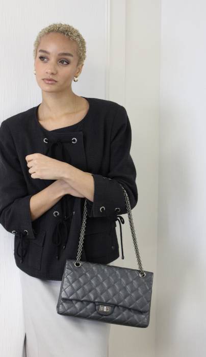 Sac 2.55 gris métallisé Chanel