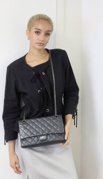 Sac 2.55 gris métallisé Chanel