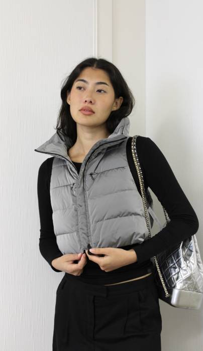 Grey sleeveless down jacket Chanel