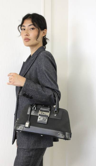 Vintage-Tasche aus zwei Materialien: Leder und Stoff Dior