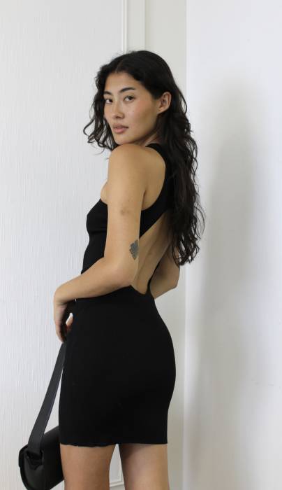 Triomphe backless black dress Celine