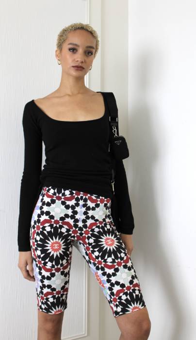 Radlerhose mit mehrfarbigem Mosaikmuster Chanel