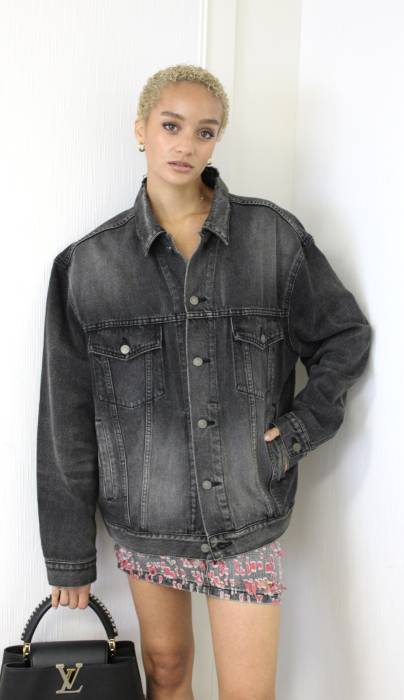 Veste oversize grise en jean Balenciaga