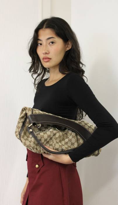 Sac en toile Monogram et cuir Gucci