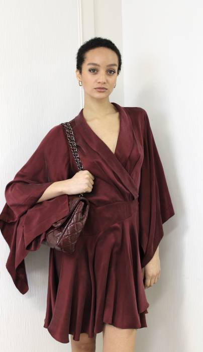 Bordeaux silk mini wrap dress Zimmermann