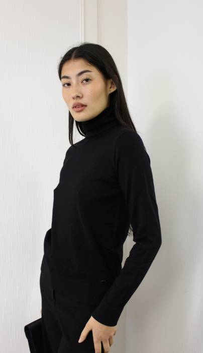 Black turtleneck in cotton and wool Chanel