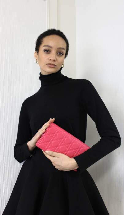 Pochette à chaine Lady en cuir d'agneau rose Dior