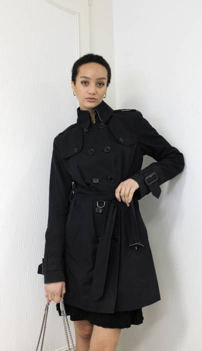 Mid-length navy blue trench coat Burberry