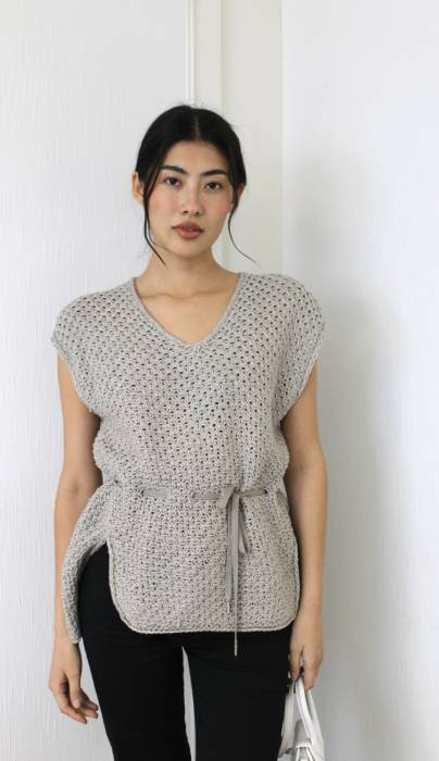 Grey sleeveless sweater in linen and cotton Fabiana Filippi