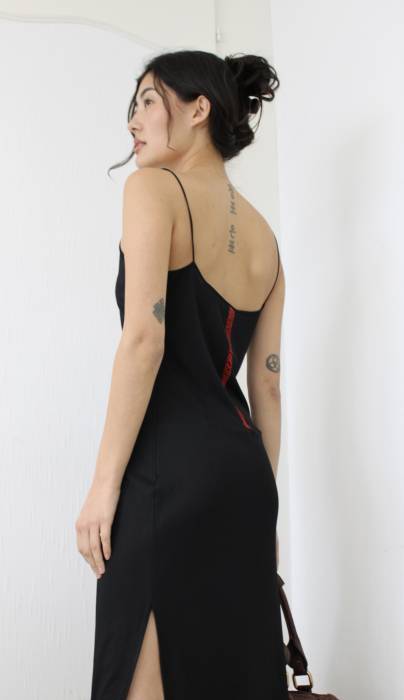 Black strapless dress Versace