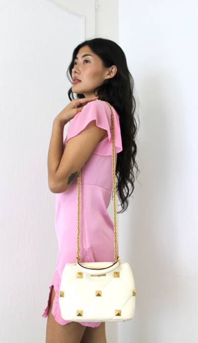 Gesteppte Tasche aus weißem Leder Valentino